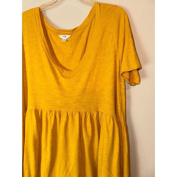 Terra & Sky Women's Top XL V-Neck Flowy Fit Flare 0x Plus Size Yellow Blouse - Picture 2 of 5